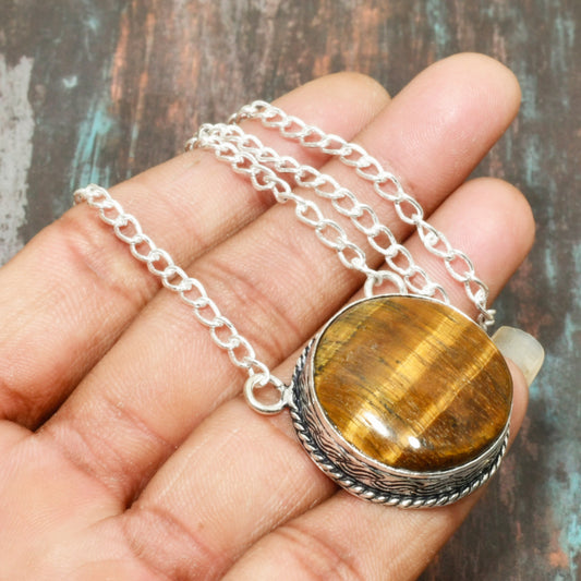 Seren’s Shield – Tiger’s Eye Silver Wrap Necklace