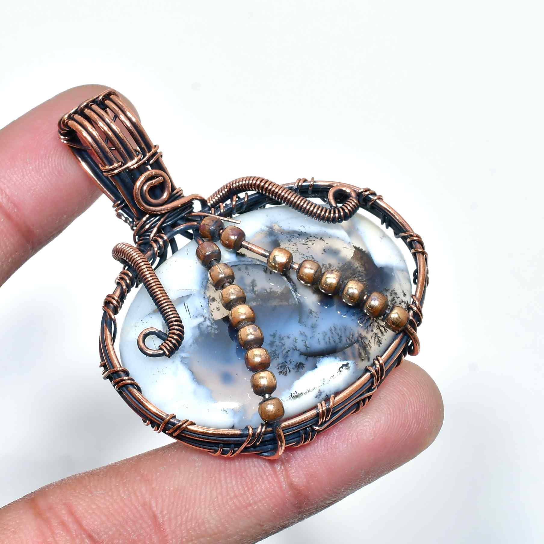 Terra’s Balance – Copper-Wrapped Agate Pendant