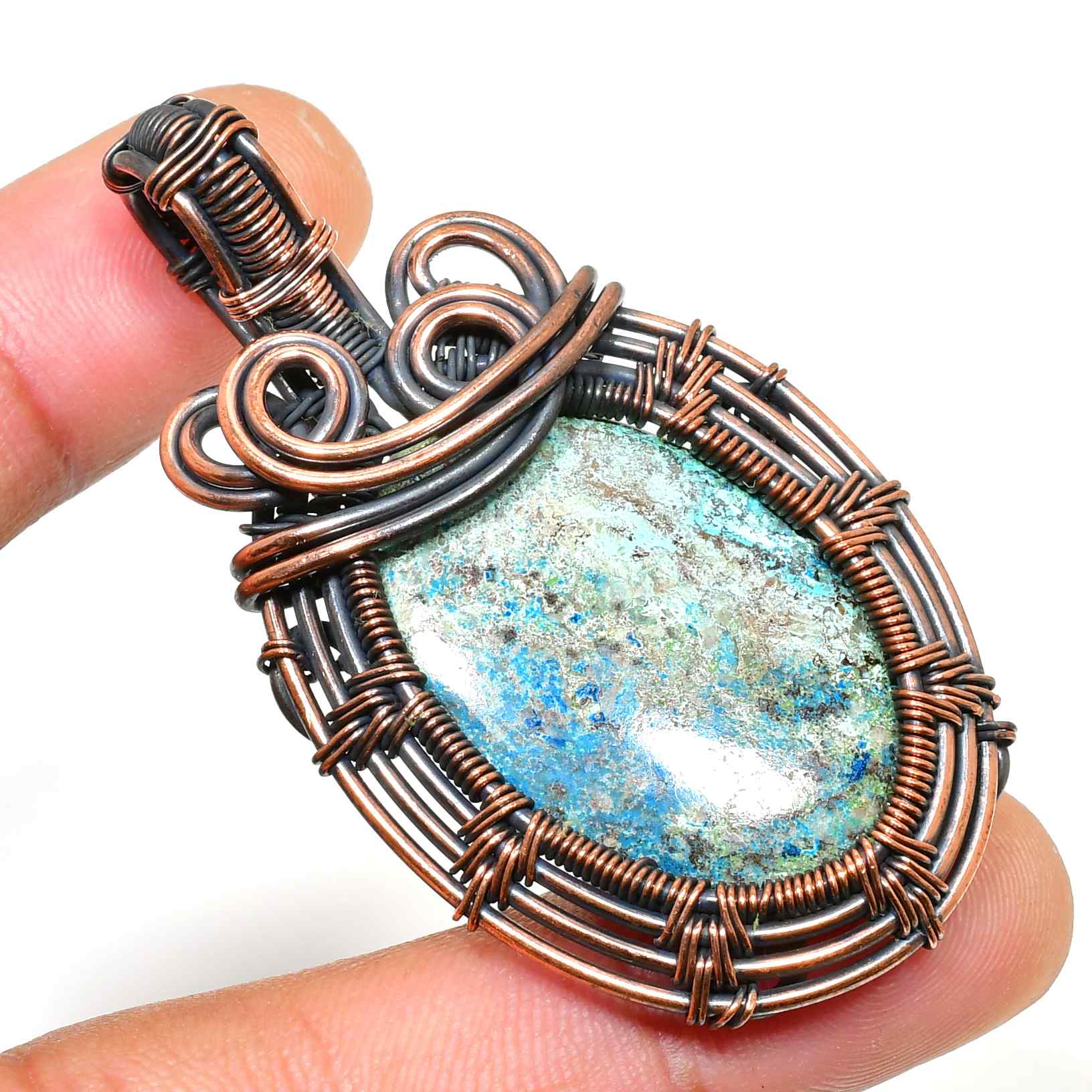 Gaia’s Embrace – Copper-Wrapped Gemstone Pendant