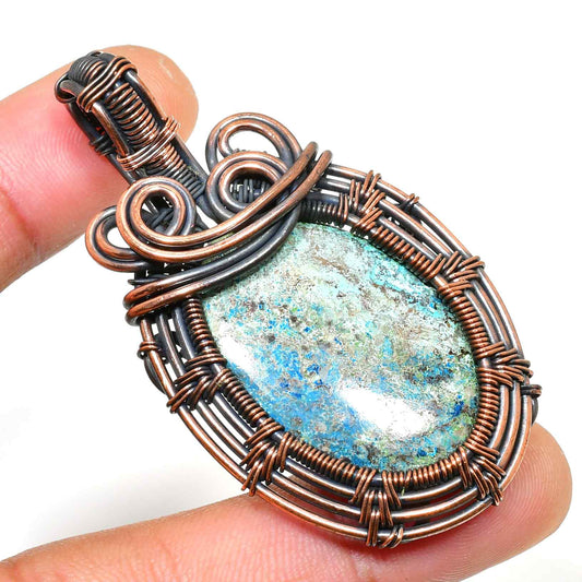 Gaia’s Embrace – Copper-Wrapped Gemstone Pendant