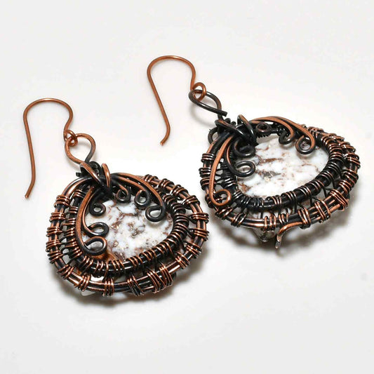 Gaia’s Embrace – Oxidized Copper & Gemstone Earrings