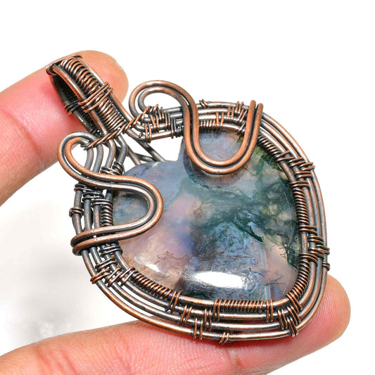 Mystic Heart – Amethyst Copper Pendant