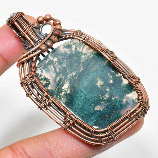 Sylvan Harmony – Moss Agate Copper Pendant