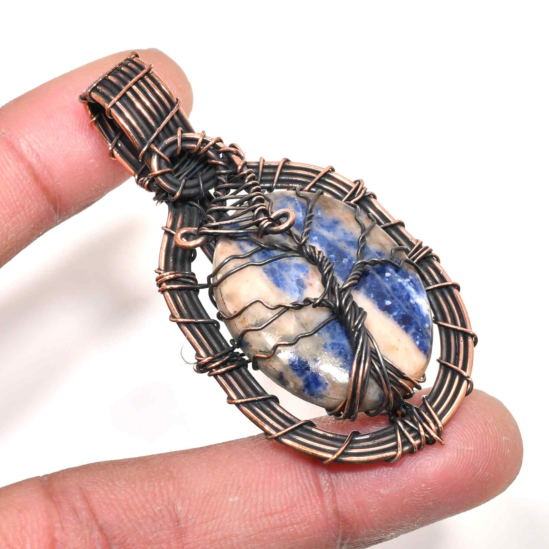 Serenity’s Veil – Sodalite Copper Pendant
