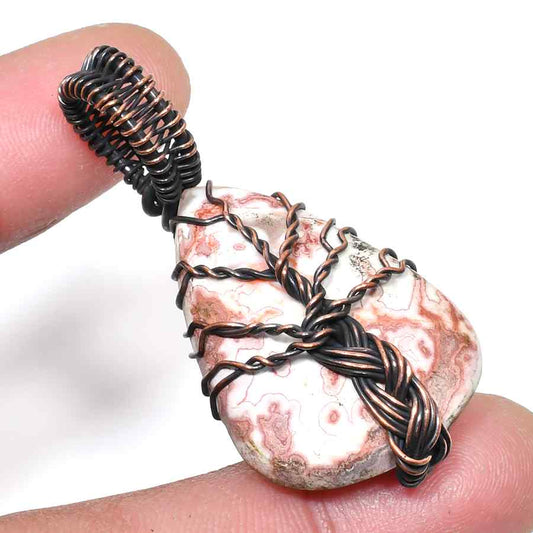 Earth’s Embrace – Copper-Wrapped Natural Stone Pendant