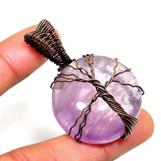 Ezra’s Veil Amethyst & Oxidized Copper Pendant