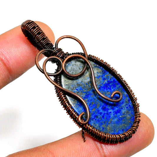 Celestial Embrace – Lapis Lazuli & Copper Pendant