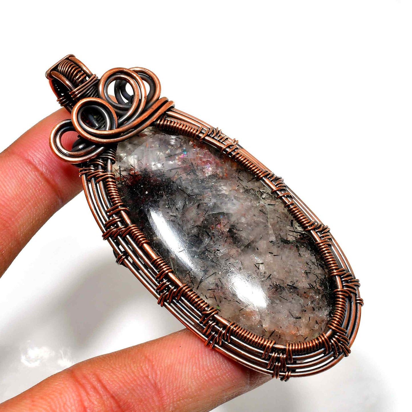 Ebon Aegis – Black Tourmaline Copper Pendant