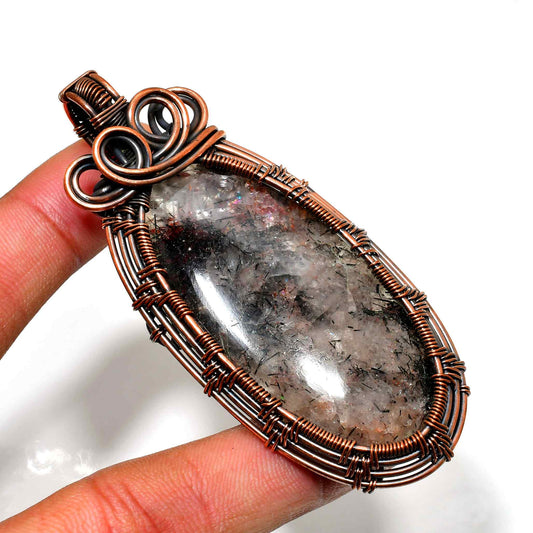 Ebon Aegis – Black Tourmaline Copper Pendant