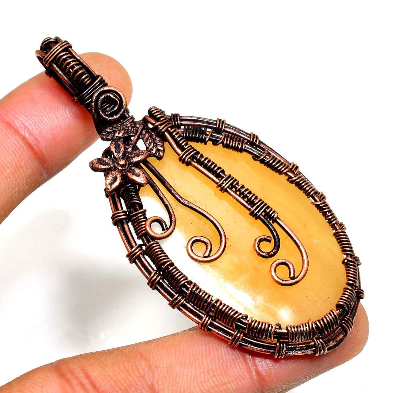 Sunlit Harmony – Lemon Quartz Copper Pendant