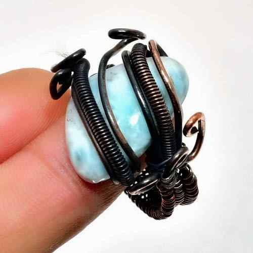 Tranquil Tide – Larimar Copper Ring