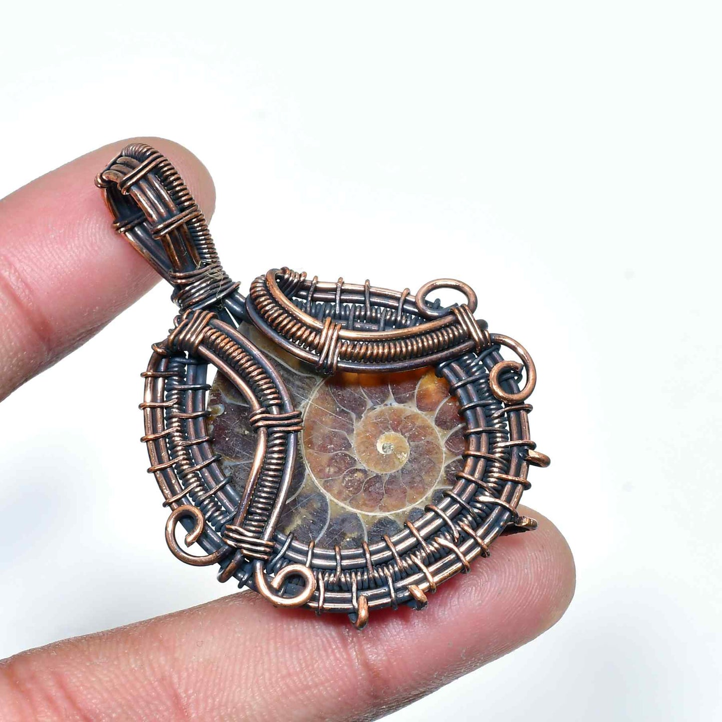 Spiral of Ages – Ammonite Copper Pendant