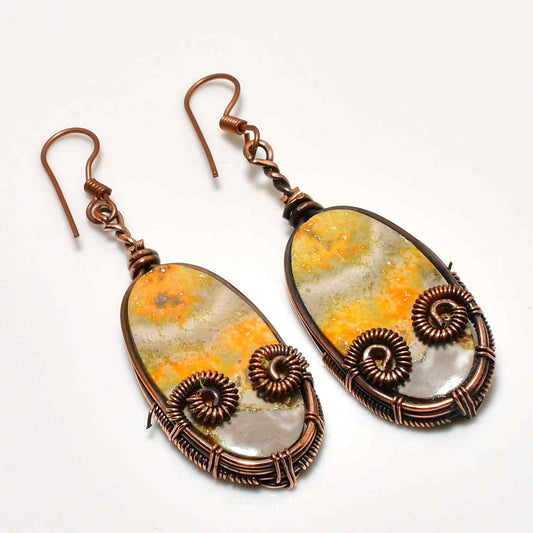 Grounded Grace – Copper-Wrapped Earthstone Earrings