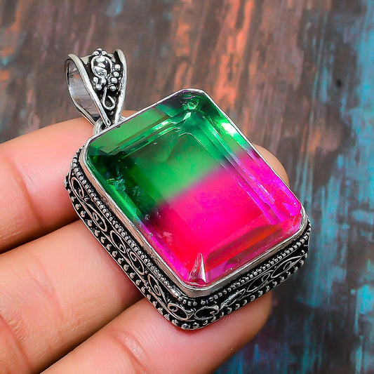 Harmony’s Bloom – Watermelon Tourmaline Filigree Pendant