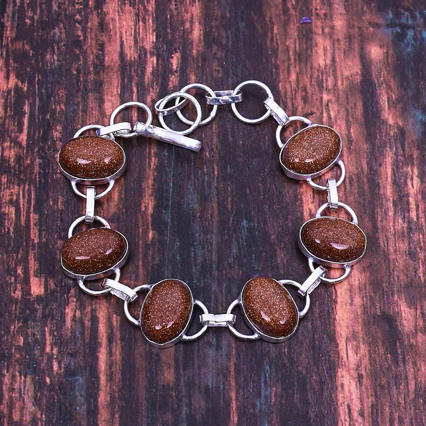 Solaris Spark – Goldstone & Sterling Silver Bracelet