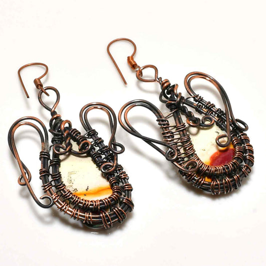 Gaia’s Embrace – Copper-Wrapped Stone Earrings