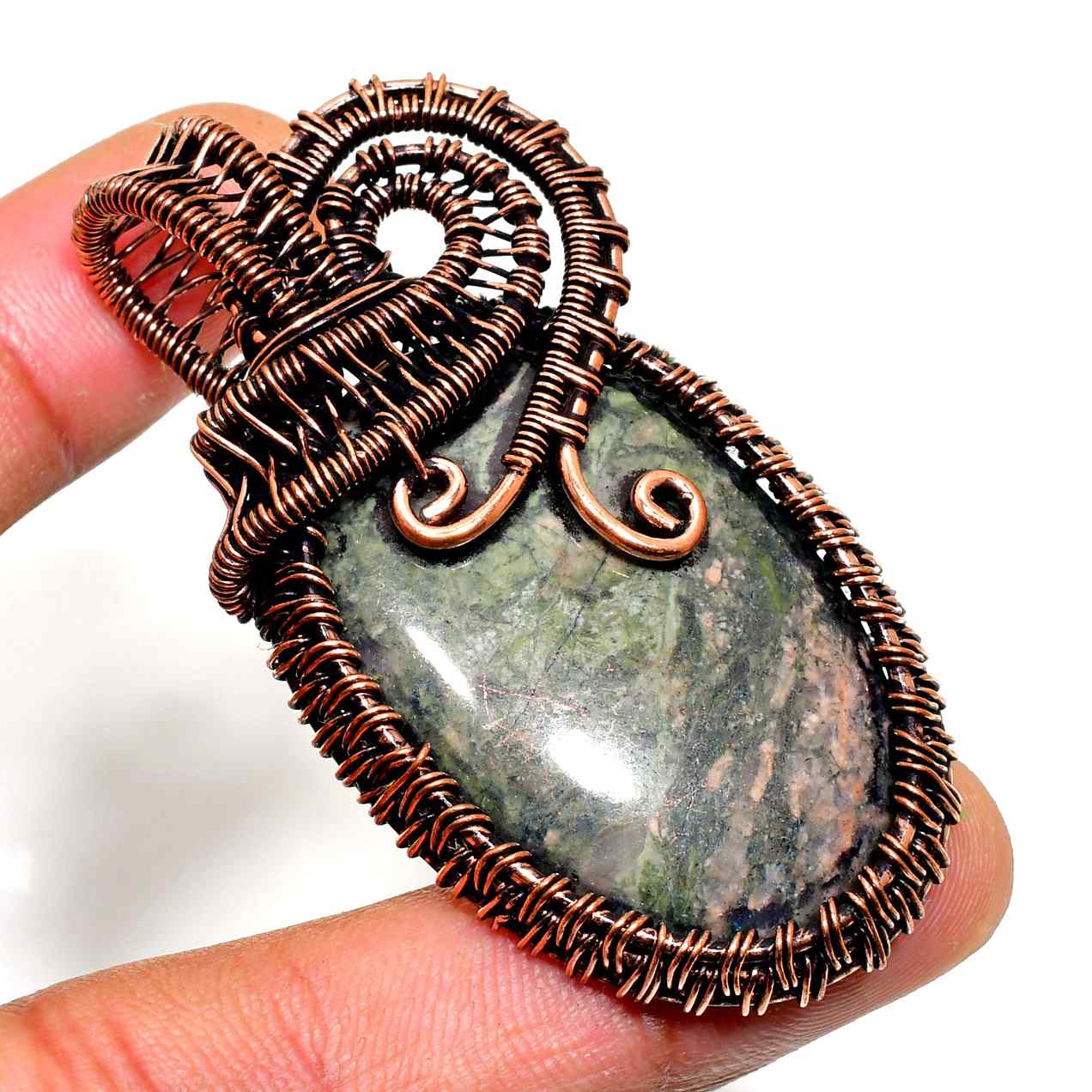 Serene Earth – Oxidized Copper Stone Pendant