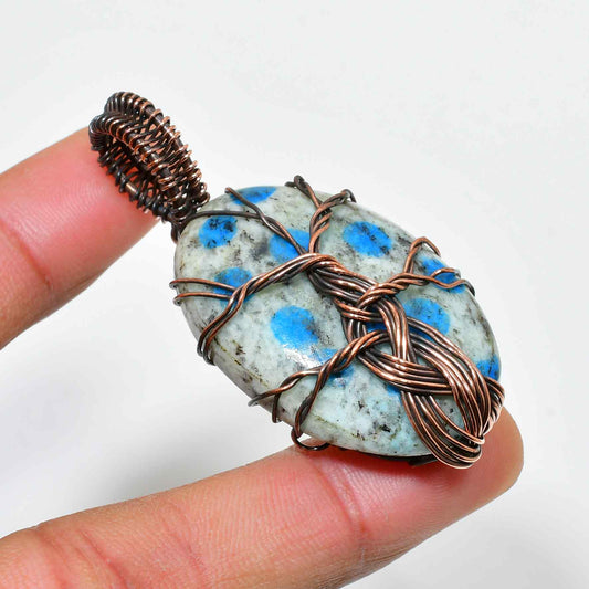 Luna’s Gaze – Copper Wrapped Blue Stone Pendant