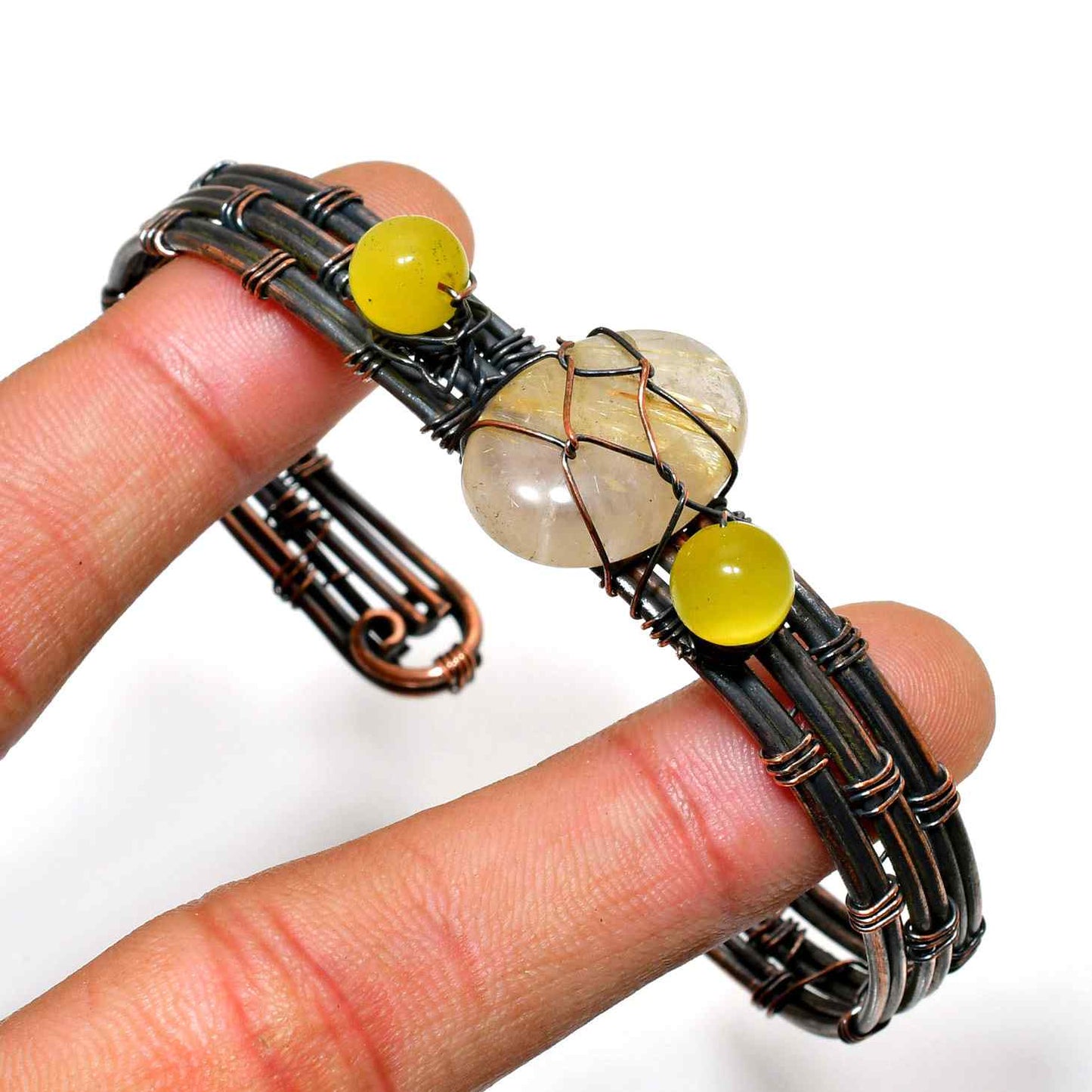 Sunlit Harmony – Citrine & Peridot Copper Bracelet