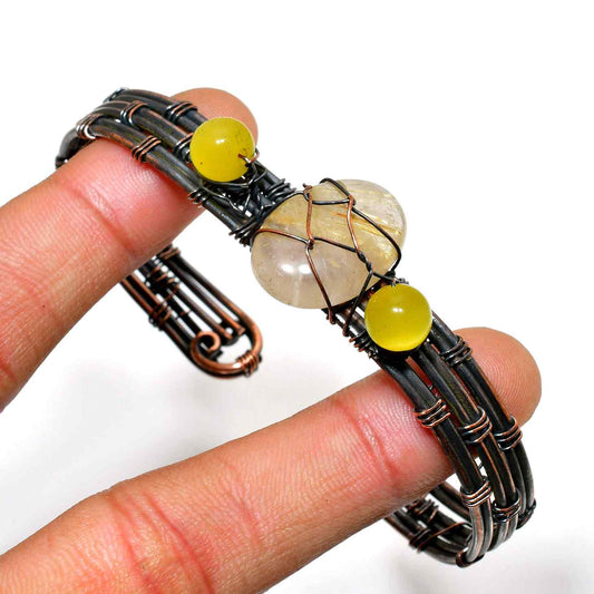 Sunlit Harmony – Citrine & Peridot Copper Bracelet