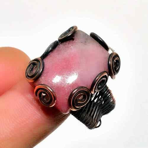 Luna’s Embrace – Pink Opal Wire Ring