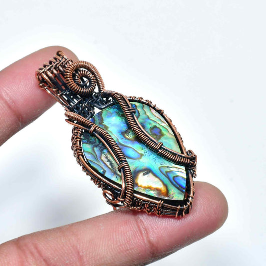 Tidal Harmony – Abalone & Oxidized Copper Pendant