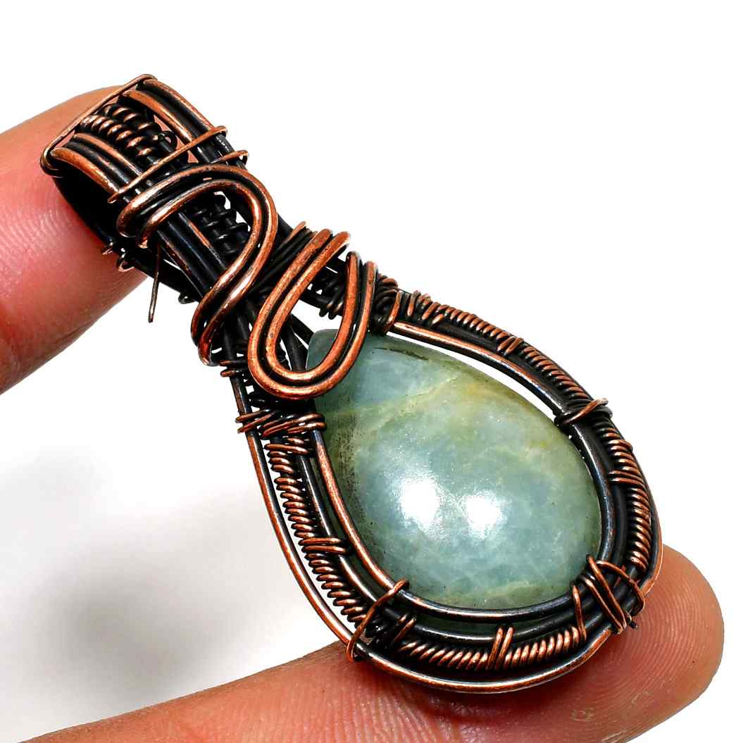 Whispering Waters – Aqua Crystal Copper Pendant