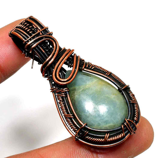 Whispering Waters – Aqua Crystal Copper Pendant