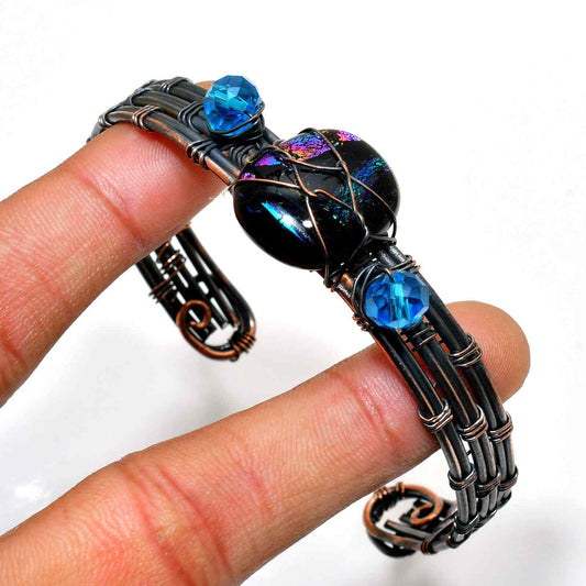 Obsidian Eclipse – Vintage Copper Cuff