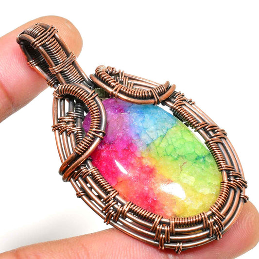Prism Joy – Rainbow Druzy Copper Pendant