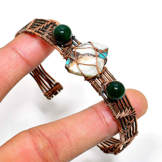 Nature’s Embrace – Copper Wire-Wrapped Gemstone Bracelet