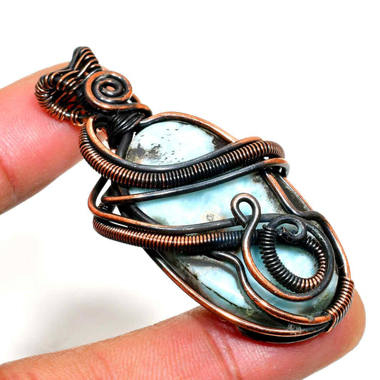 Tranquil Tides – Larimar Copper Pendant