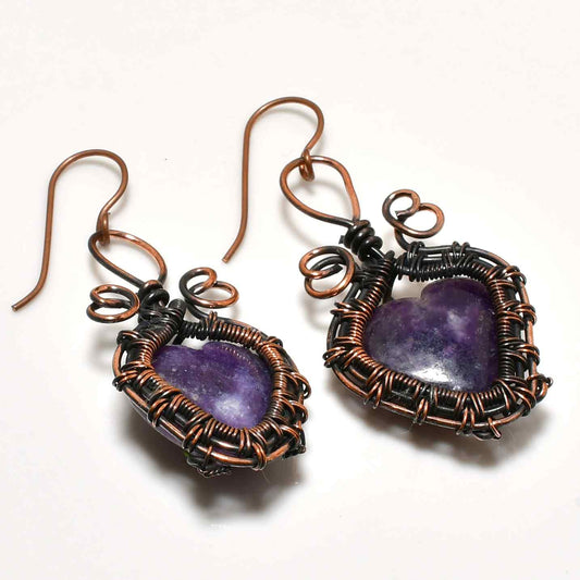 Luna’s Whisper – Oxidized Copper Amethyst Earrings