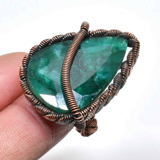 Emerald Essence – Oxidized Copper Pendant