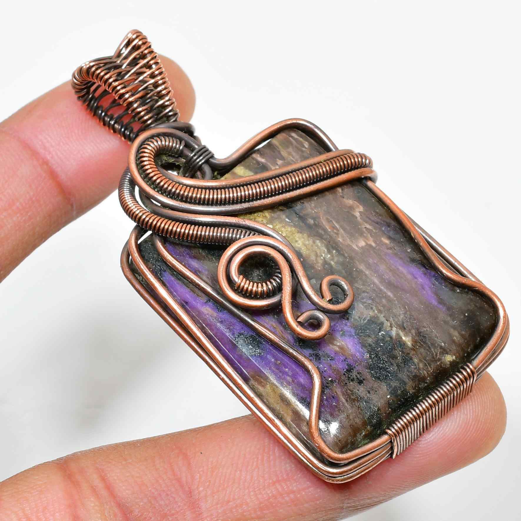 Celestial Calm – Amethyst & Copper Pendant