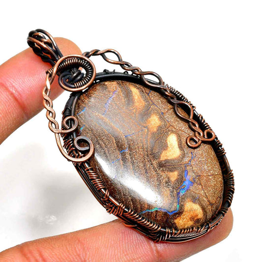 Auric Ember – Golden Sheen Obsidian & Copper Pendant