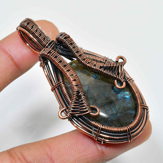 Gaia’s Embrace – Labradorite Copper Pendant