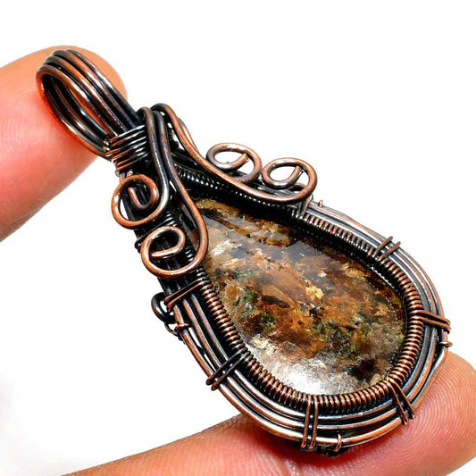 Gaia’s Embrace – Copper-Wrapped Gemstone Pendant