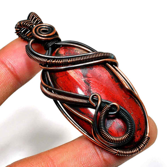 Crimson Anchor – Red Jasper Copper Pendant