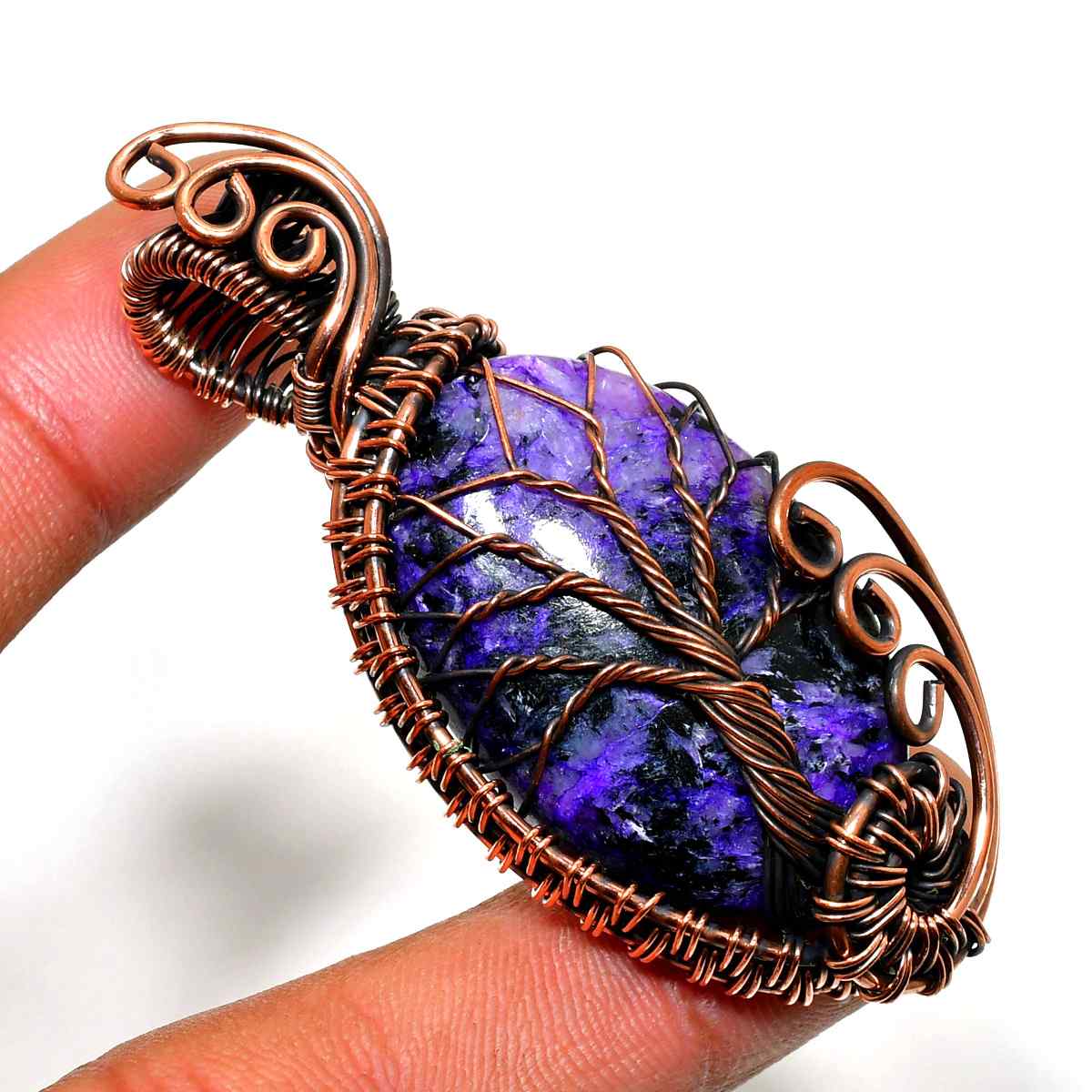Ezra’s Veil – Amethyst & Copper Pendant