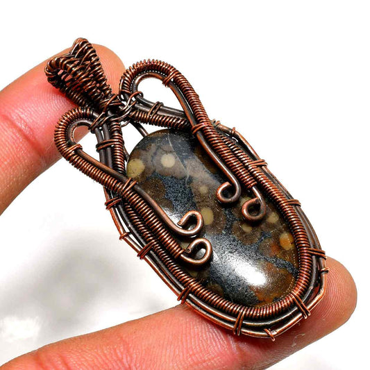 Earth’s Embrace – Oxidized Copper Jasper Pendant
