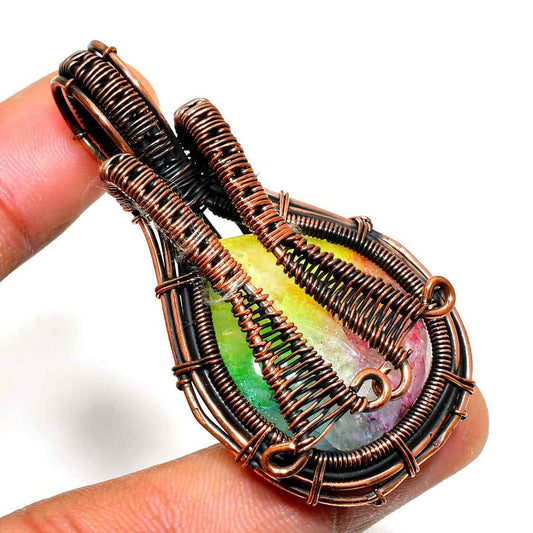 Lumina’s Embrace – Copper-Wrapped Crystal Pendant
