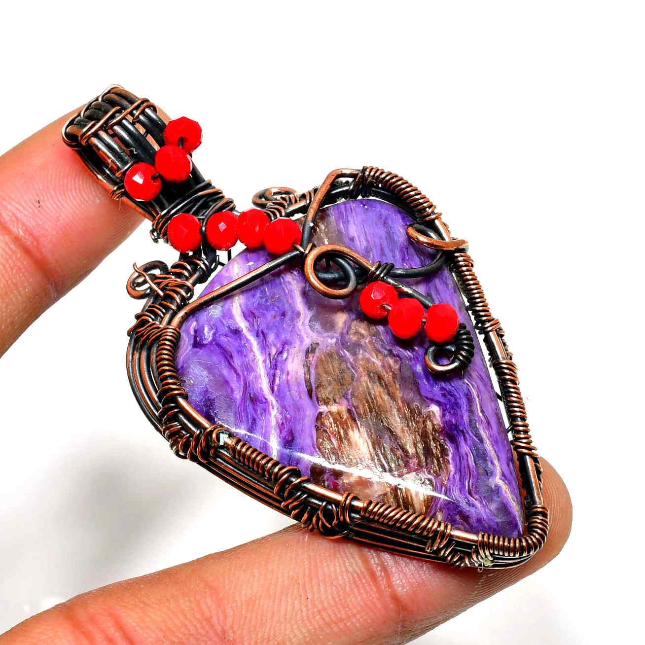 Tranquil Heart – Amethyst Copper Pendant