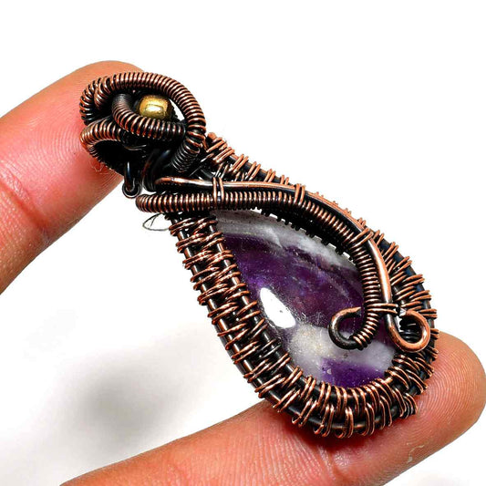 Ezra’s Veil – Handcrafted Amethyst & Oxidized Copper Pendant