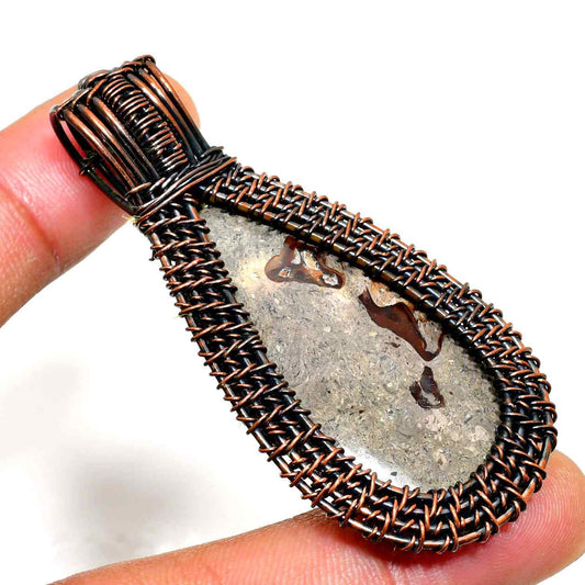 Gaia’s Embrace – Oxidized Copper Earthstone Pendant