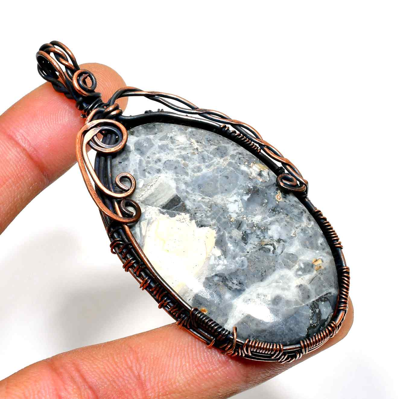 Luna’s Embrace – Copper-Wrapped Moonstone Pendant