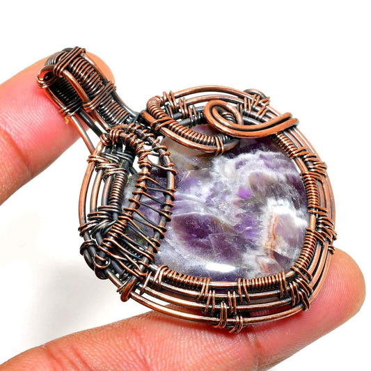 Ezra’s Veil – Handcrafted Amethyst & Copper Pendant