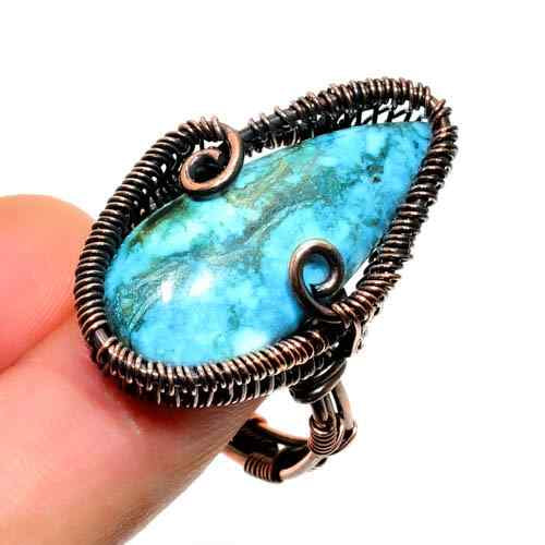 Azure Embrace – Turquoise & Oxidized Copper Ring
