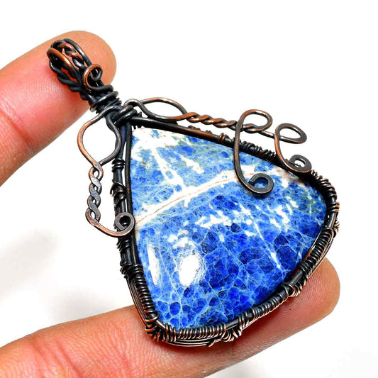 Ocean’s Embrace – Sodalite Copper Pendant