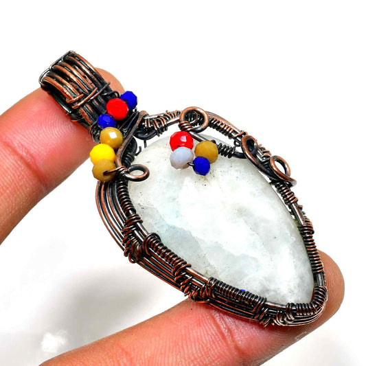 Aurora’s Light – Copper-Wrapped Quartz Pendant